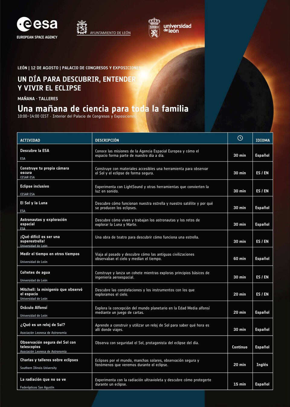programa esa eclipse solar
