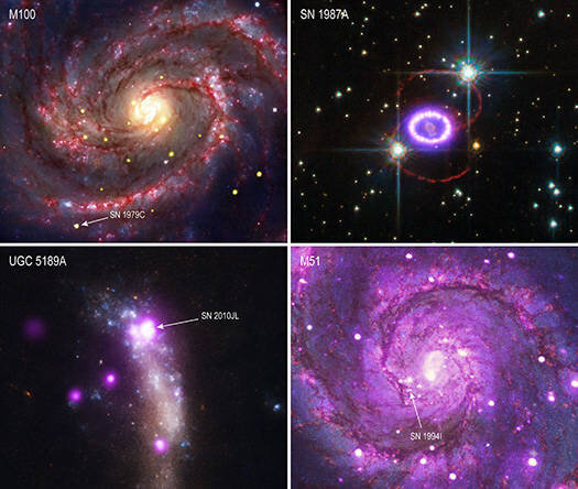 Estudio de cuatro supernovas 