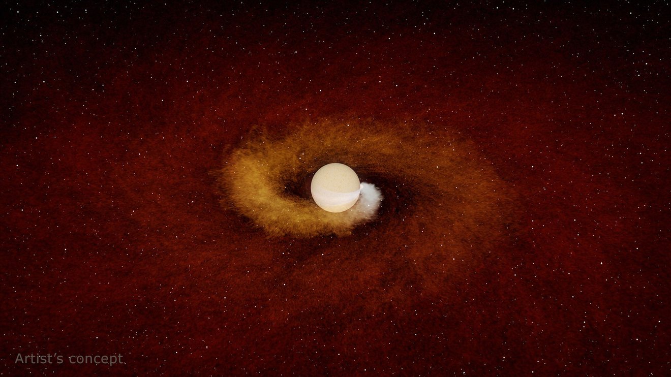 un planeta girando gradualmente en espiral hacia su estrella anfitriona